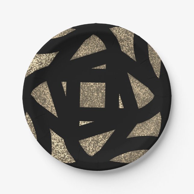 Gold Mandala Glitzert Pappteller (Vorderseite)