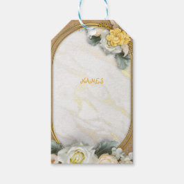 Gold Mandala Hintergrund mit White Roses Geschenkanhänger