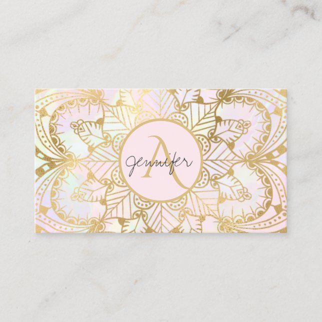 Gold Mandala Iridescent Holographic Yoga Visitenkarte (Vorderseite)