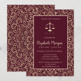 Gold Mandala Law School Burgundy Abschluss Einladung
