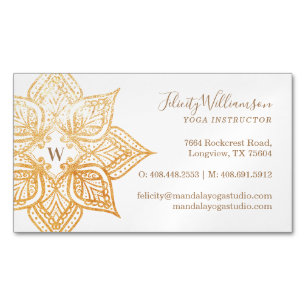 Gold Mandala Lotus Blume Monogram Magnetische Visitenkarte