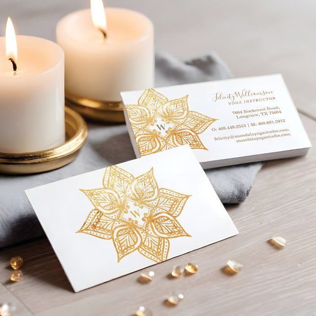 Gold Mandala Lotus Blume Monogram Visitenkarte (Gold Mandala Lotus Flower Monogram Business Card)