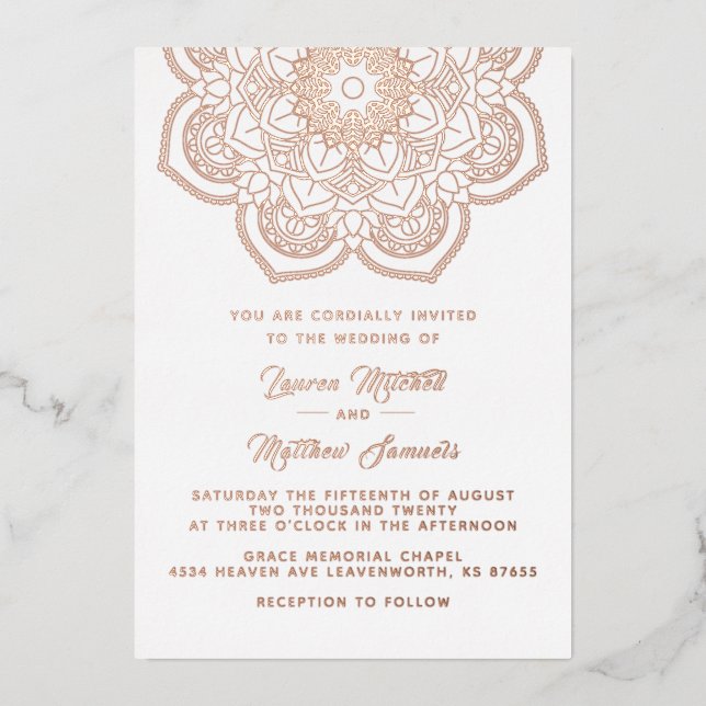 Gold Mandala Mariage Foil Invitation (Recto)