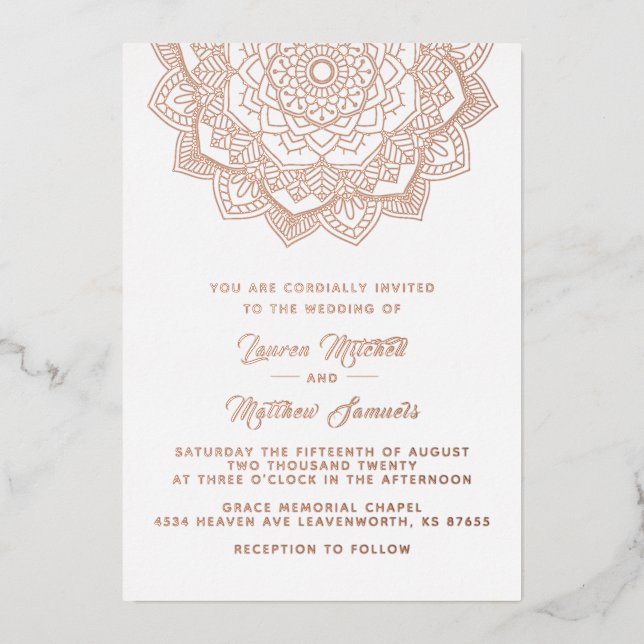 Gold Mandala Mariage Foil Invitation (Recto)