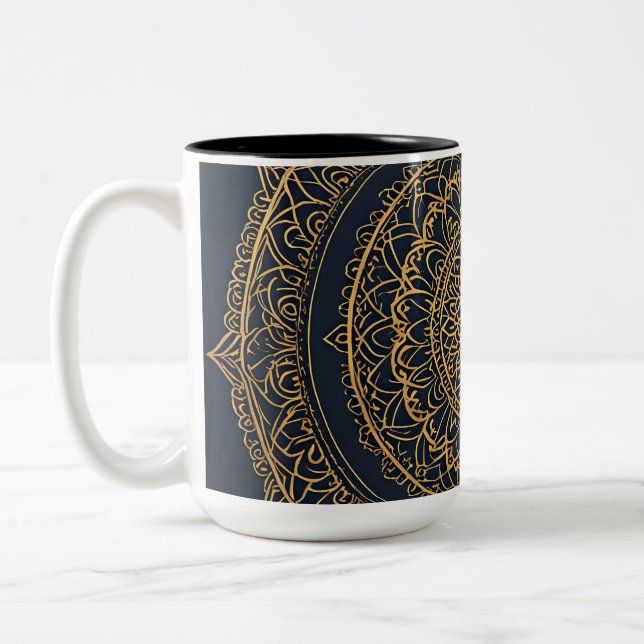 Gold Mandala Midnight Blue Mug (Gauche)