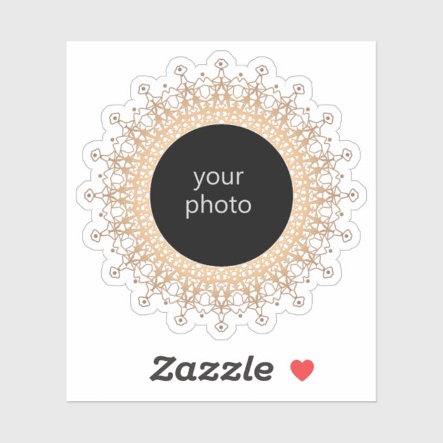 Gold mandala mit Foto, Foto, Gold, glänzend, Aufkleber (Blatt)