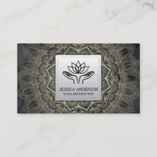 Gold Mandala Muster   Lotus-Hände heilen Visitenkarte
