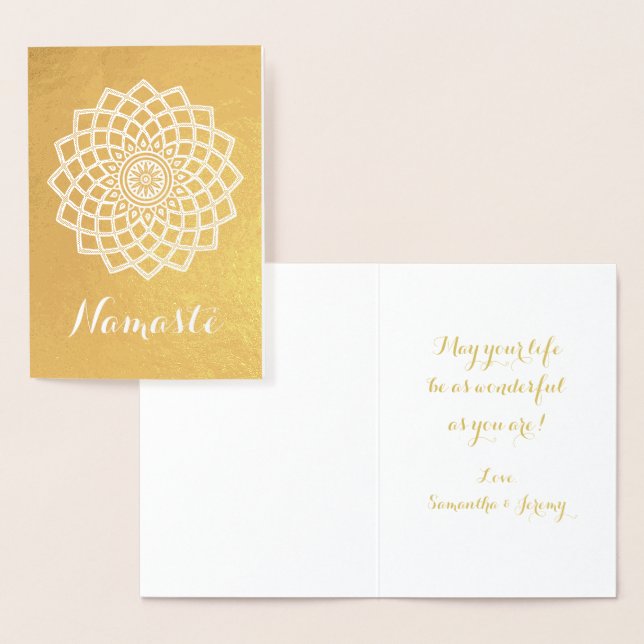 Gold Mandala Namaste Grußkarte Folienkarte (Anzeige)