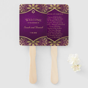 Gold Mandala on Purple Wedding Order of Service Fächer