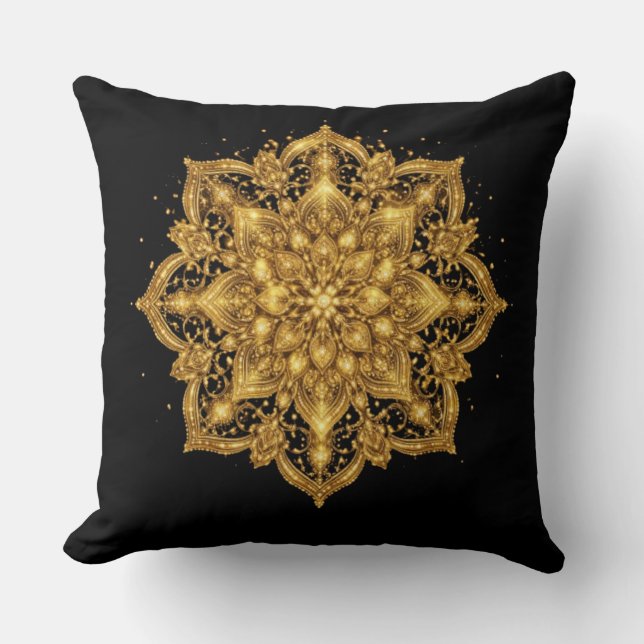 Gold Mandala Pillow Luxury Decorative Throw  Kissen (Vorderseite)