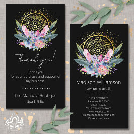 Gold Mandala Pink Crystals Wellness-Center Spiritu Visitenkarte