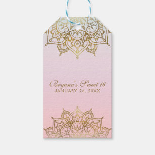 Gold Mandala Pink Peach Moderne Gastgeschenk Hochz Geschenkanhänger