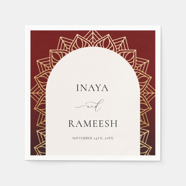 Gold Mandala Red Indian Wedding Serviette (Vorderseite)