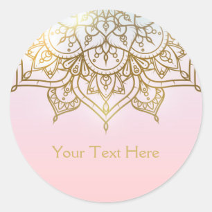 Gold Mandala Rosa Pfirsich Schick Moderner Glamour Runder Aufkleber