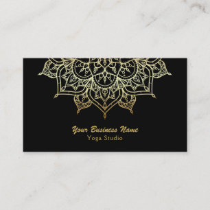 Gold Mandala Schwarz Elegante Elegante Modernes Yo Visitenkarte