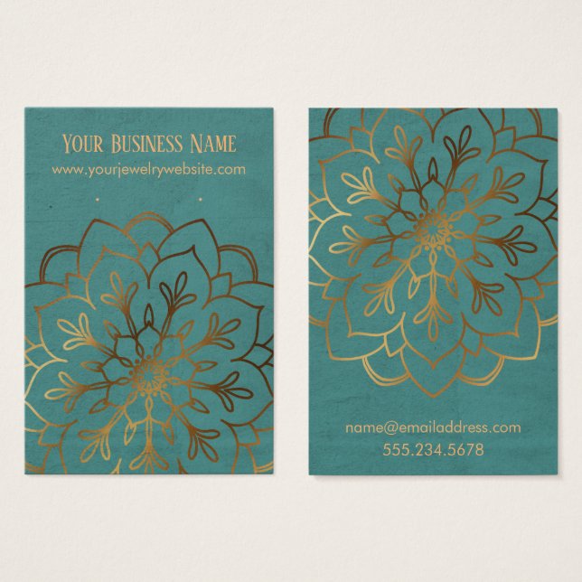 Gold-Mandala- und Aquamarine Earring-Holding-Displ (Vorne & Hinten)