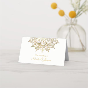 Gold Mandala Weiß Chic Hochzeit Modern Tisch Sitz Platzkarte