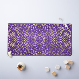 Gold Mandala Zen Hübsch Girly Boho Bright Lila Schreibtischunterlage
