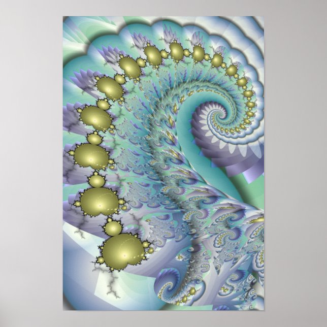 Gold Mandelbrot Spiral Poster (Vorne)