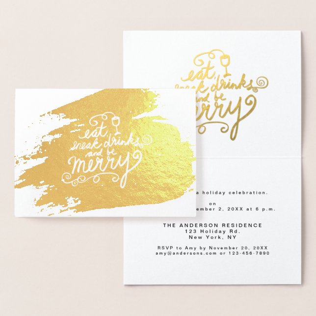 Gold Mange, Boire et être Joyeux Invitation de fêt (Affichage)