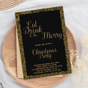 Gold Mange Boire et être Joyeux Noël Invitations