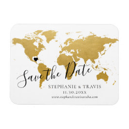 Gold Map Hochzeit in Urlaubsort Save the Date Magnet