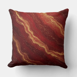 Gold Marble Abstract Background With Red Swirls Kissen