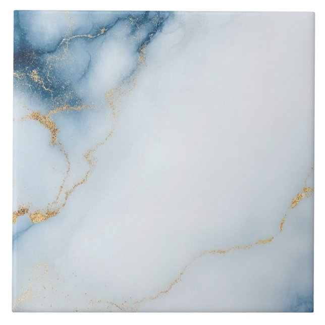 Gold Marble Blue Pattern  Fliese (Vorderseite)