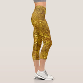 Gold Marble Capri Leggings