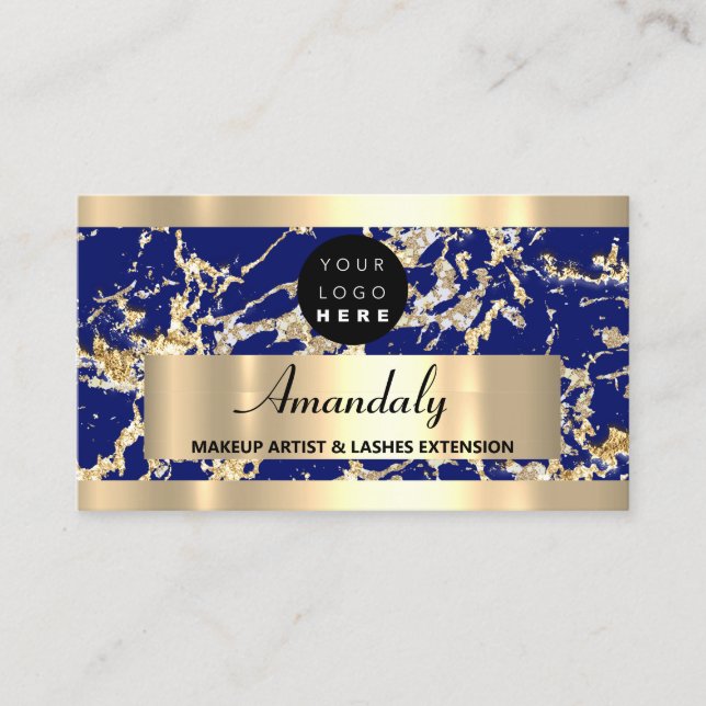 Gold Marble Consulting Design Blue Navy Visitenkarte (Vorderseite)