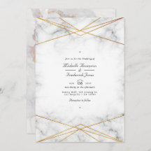 Gold Marble Geometric QR Code RSVP Wedding