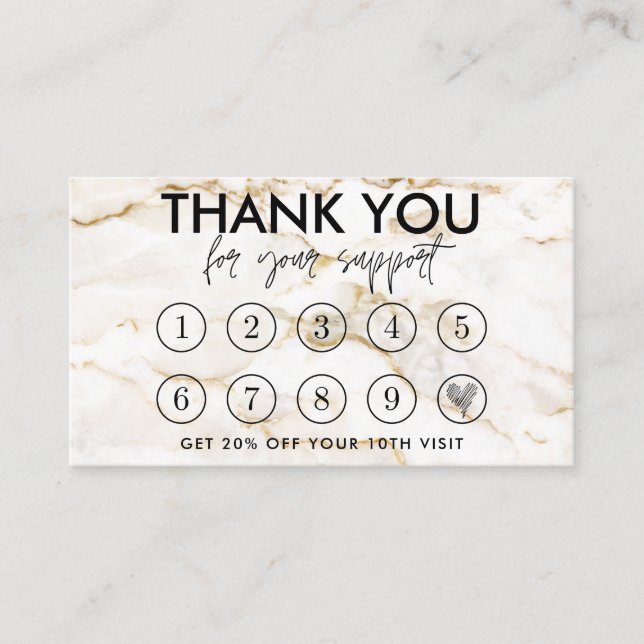Gold Marble Makeup Hair Logo Loyalty Card Visitenkarte (Vorderseite)
