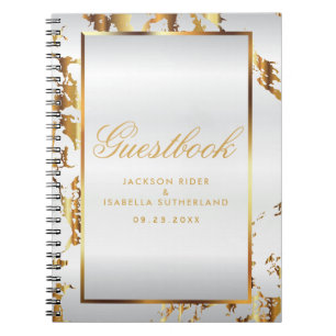 Gold Marble & White Satin - Gästebuch Notizblock