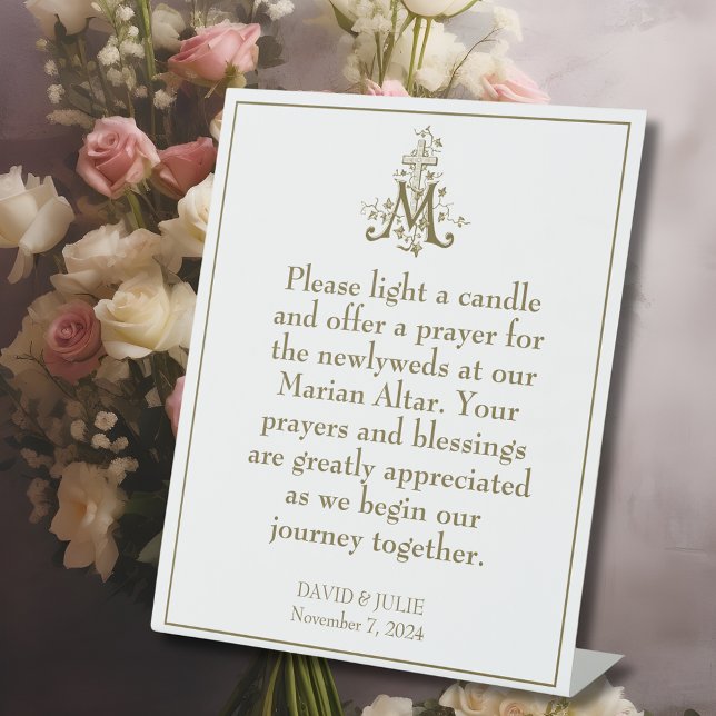 Gold Marian Cross gesegnet Mutter Altar-Zeichen Sockelschild (Von Creator hochgeladen)