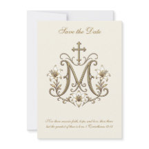 Gold Marian Kreuz Monogramm Katholische Hochzeit