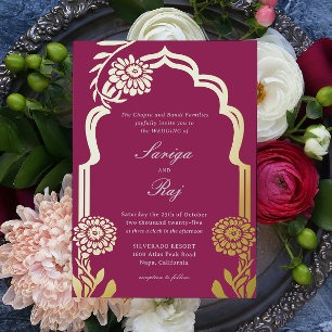 Gold Marigold Indische Hochzeitseinladung Folieneinladung