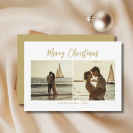 Gold Maritime Couple Nautic Weihnachts-Foto Feiertagskarte