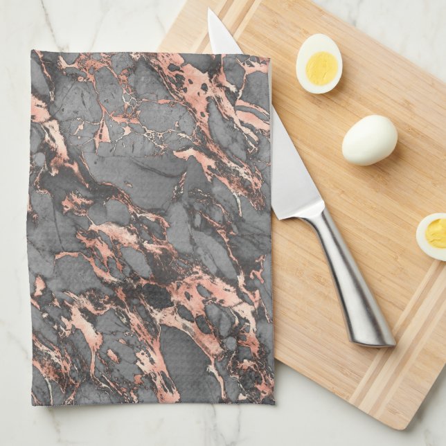 Gold-Marmor aus Schwarz, Grau und Rose Geschirrtuch (Viertel Falte)