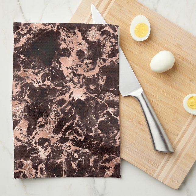 Gold-Marmor aus Schwarz und Rose Geschirrtuch (Viertel Falte)