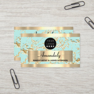 Gold Marmor Consulting Glitzer Aqua Water Blue Visitenkarte