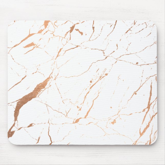 Gold-Marmor-Designer für Weiß und Rose Mousepad (Vorne)