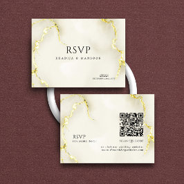 Gold Marmor Texture Islamic QR Code Hochzeit RSVP Begleitkarte