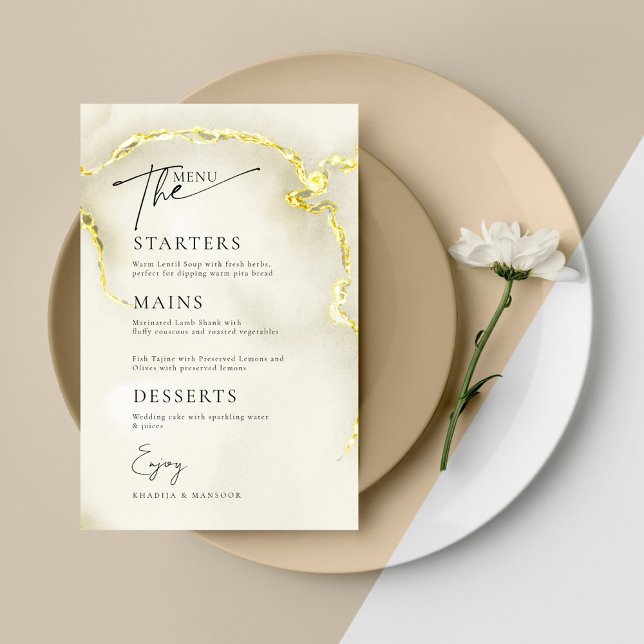 Gold Marmor Texture Islamic Wedding Menu Card (Von Creator hochgeladen)
