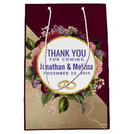 Gold Marmor und Burgund Florals Gastgeschenk Hochz Mittlere Geschenktüte