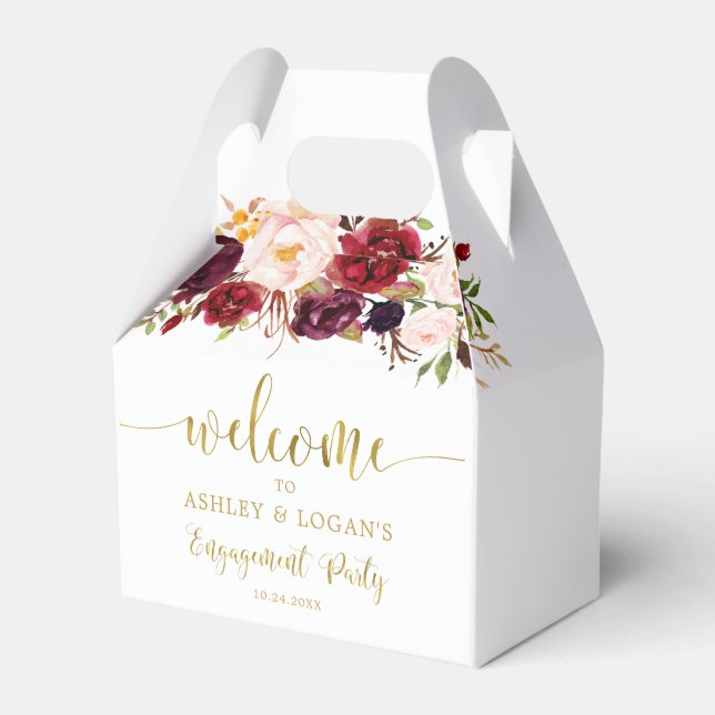 Gold Marsala Boho Autumn Engagement Party Geschenkschachtel (Vorderseite)