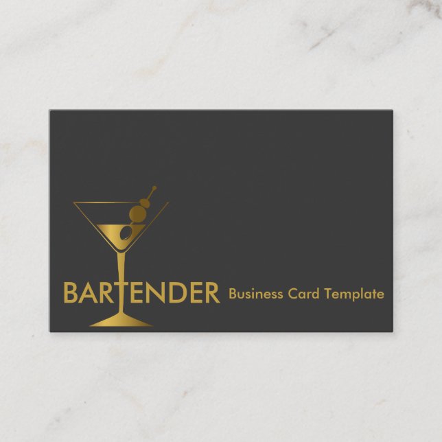 Gold Martini Cocktail Bartender Carte de visite (Devant)