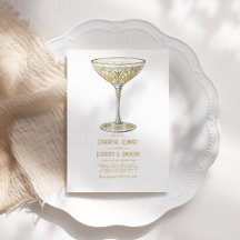 Gold Martini Glass 1920s Art Deco Rehearsal Dinner