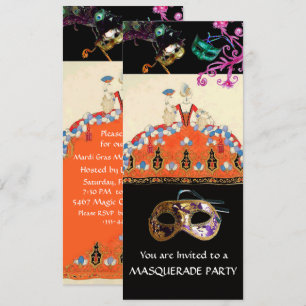 GOLD MASKS ORANGE LADY MASQUERADE PARTY Program Einladung