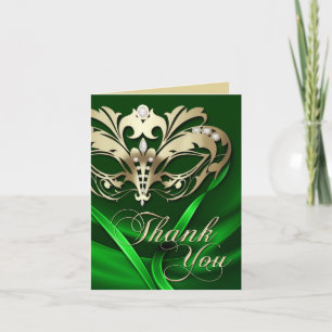 Gold Masquerade Green Danke-Card Dankeskarte