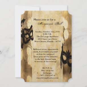 Gold Masquerade Maskenball Halloween Einladung